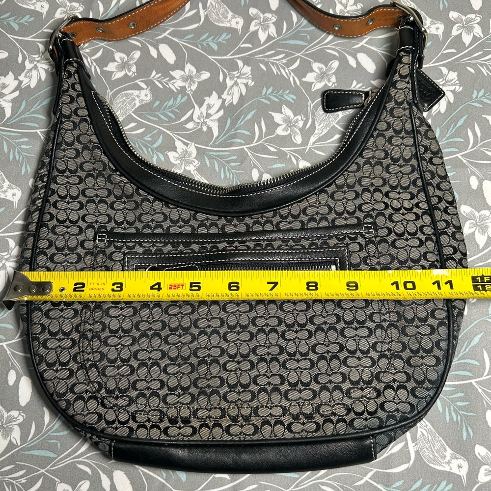 COACH Monogram Mini Signature Canvas + Leather Hobo Shoulder Bag #J2K - Picture 7 of 7
